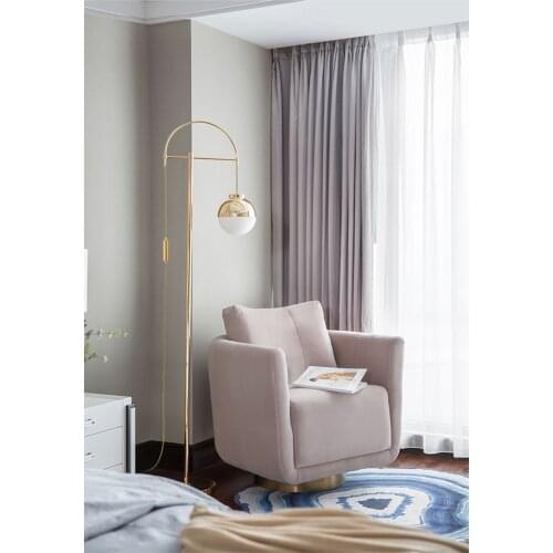 Gold and white glass floor lamp E27 white glass metal gold finish design big floor lamp