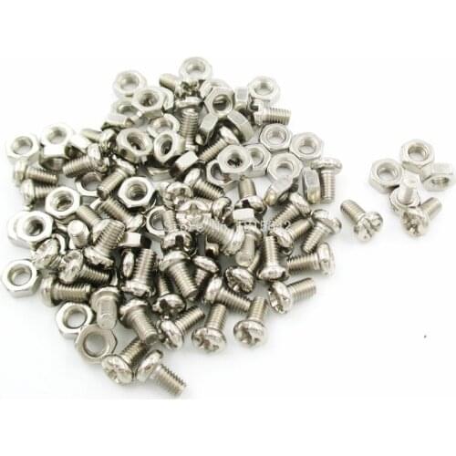 100PCS 50sets M3 Stainless Steel Cross Recessed Pan Head Screws With Nut Phillips Screws Set M3*5mm