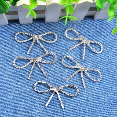 2pcs Glass Rhinestone Crystal Bow-knot Brooch Pin Applique Patches DIY Clothing Bag Decoration