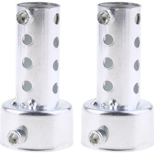 2Pcs Universal Silencer Adjustable Muffler Exhaust Baffle 42mm Straight DB Killer Metal Noise Reducer Silver