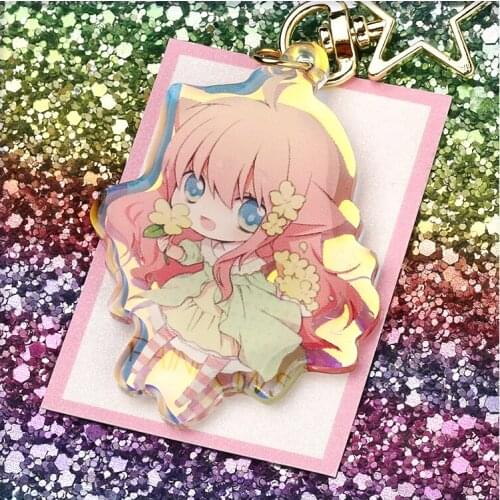 2020 VOGRACE cheap custom cartoon anime acrylic keychain wholesale plastic transparent hologram keychains with your own design