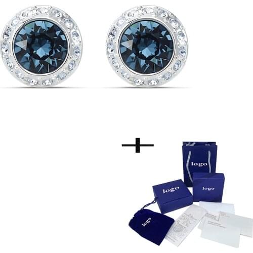 2021 classic Elegance Dark Blue Round pierced earrings best gift for mom