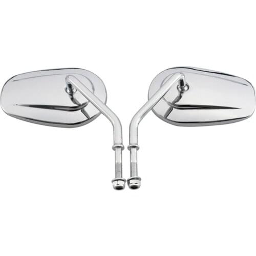 8mm Chrome Motorcycle Sportster Mirrors Long Stem for Road King Street Electra Glide Road Glide Dyna Softail 1982-2020