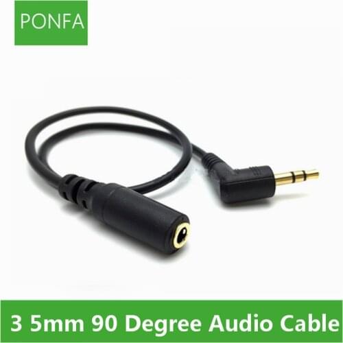 90 Degree Right Angled 3 5mm 3 Pole Audio Stereo Male to Male & Female Extension Cable