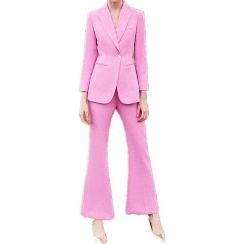 Blazer+ flared pants womens suit 2-piece fashion slim single button womens pants suits casual business wear женская одежда
