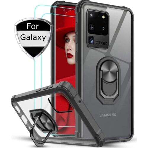 Case For Samsung Galaxy Note 20 Ultra Cover Transparent Armor Magnetic Holder Ring Military Case For Samsung Note20 S20 Plus A21