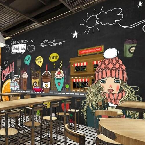 Dropshipping Juice Shop Custom 3D Photo Wallpaper Hand Painted Blackboard Fruit Coffee Shop Wall Cold Drink Shop Bakery Mural