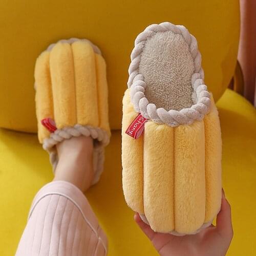 Cotton Slippers Women Winter Home Non-slip Warmth Thick-soled Mute Cute Plush Cotton Slippers Men