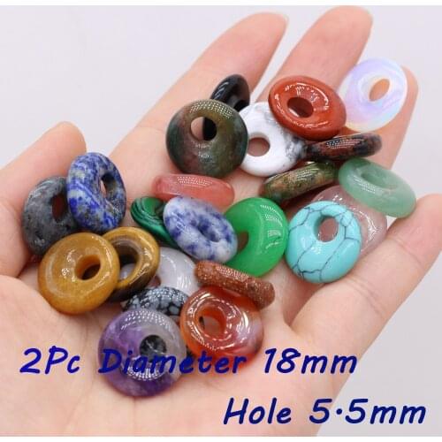 2Pc Natural Stone Big Hole Crystal Pendants Reiki Heal Amethysts India Agates for Jewelry Making Necklace Earring Gifts