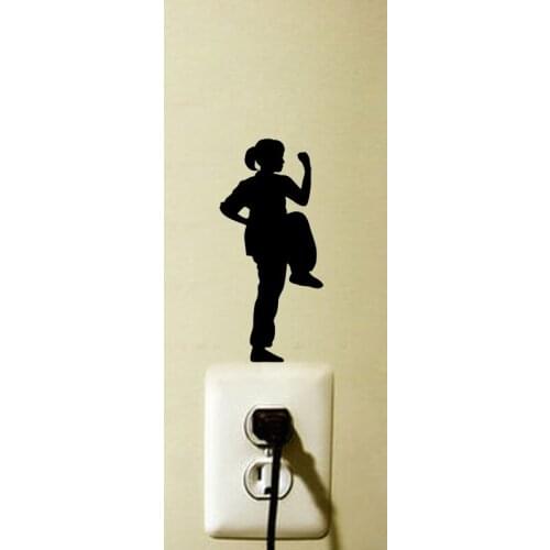 Karate Female Sports Fashion Vinyl Bedroom Wall Decal Light Switch Sticker 6SS0249