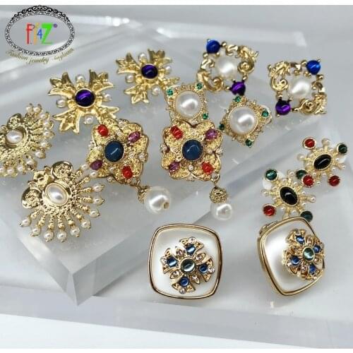 F.J4Z Classic Clip Earrings Collection for Women Stunning Luxurious Stone Crystal Non-pierced Earrings Bridal Jewelry Earrings
