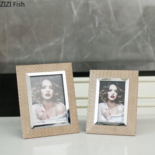 6/7 Inch Leather Picture Frame Desk Decoration Family Portrait Photo Framed Gilded Framed Art Photo Frames Nordic Home Decor