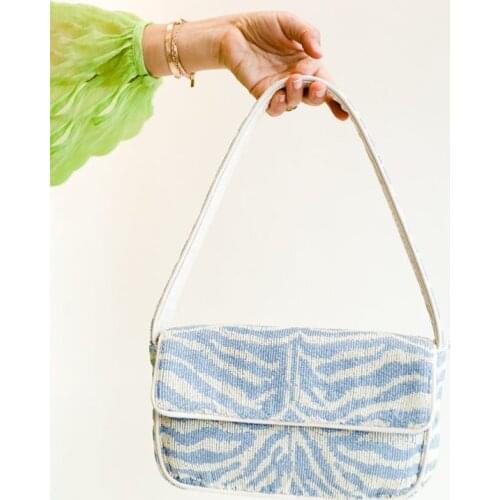 Summer Bohemia Handbag Canvas Baguette Shape Bag Luxury Brand Shoulder Bag Womens Messenger Crossbody Bags bolsa feminina