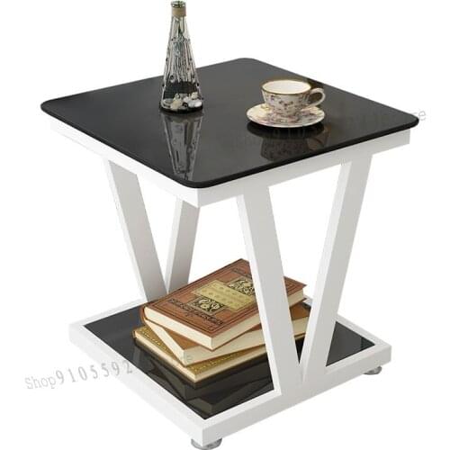 Small Balcony Coffee Table Simple Modern Home Sofa Side Table Small Apartment Living Room Square Glass Tea Table Creative Corner