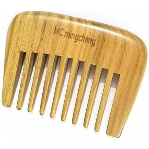 MC Brand Handmade Wide Tooth Wood Comb Antistatic Natural Green Sandalwood Comb Gift Professional Wooden Hair Brush Beard Combs