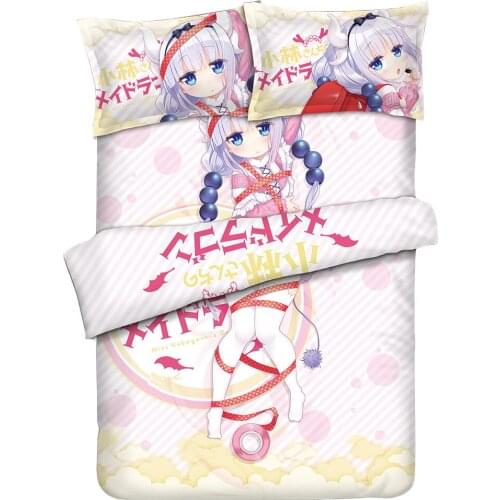 MGF 2020 Updated Miss Kobayashis Dragon Maid Anime Bedding Set KannaKamui Girls Bedlinen Duvet Cover Pillowcases