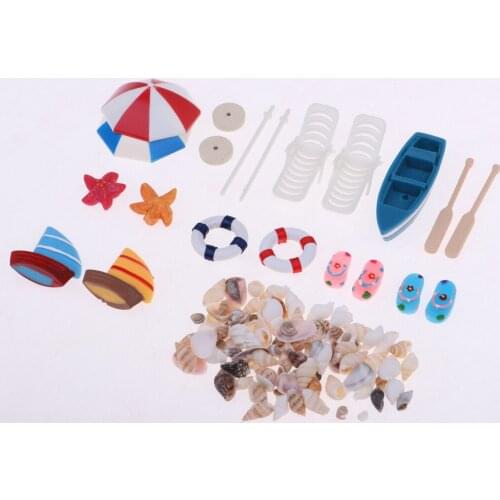 Miniature Deck Chair Umbrella Boat Shell Kit Beach Seaside Scenes Decor