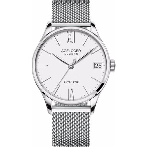 Agelocer Dress Watches for Men Stainless Steel Automatic Watches with Date Ultra Thin Mechanical Watches 707S