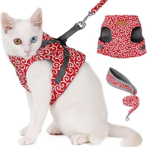 Pet Dog Cat Harness Leash Set Collar Outdoor Walking Vest Harness Small Dog Harness and Leash Set Pet Cat Vest for Outdoor