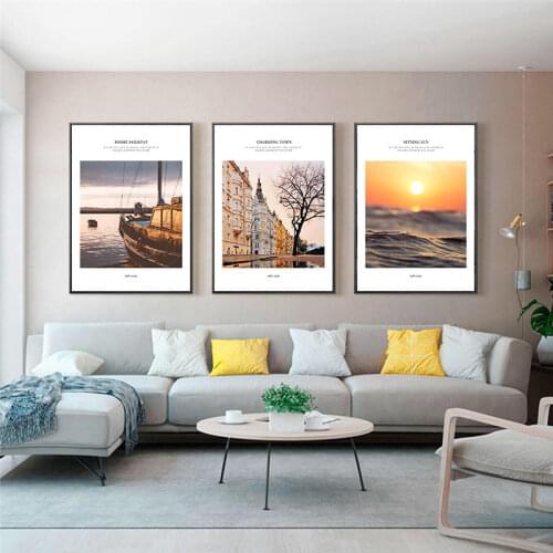 British Architecture Nordic Sunset Boat Wall Art Canvas Painting Travel Posters And Prints Cuadros Wall Pictures For Living Room