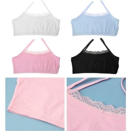 8-12Years Girl Underwear Lace Bras Cotton Camisoles Sports Bra Top For Teens Training Bra Racer back Training Vest girls Bra