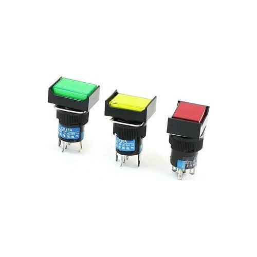 NO NC Light Sign Rectangle Latching Push Button Switch AC 220V