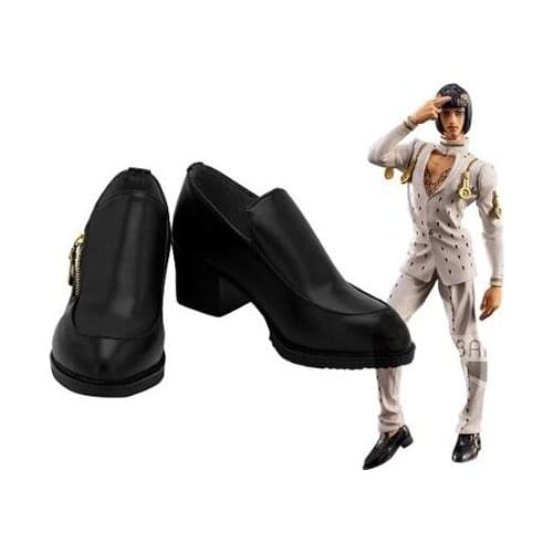 JoJos Bizarre Adventure Bruno Bucciarati Cosplay Boots Shoes Black Men Costume Customized Accessories Halloween Party Shoes