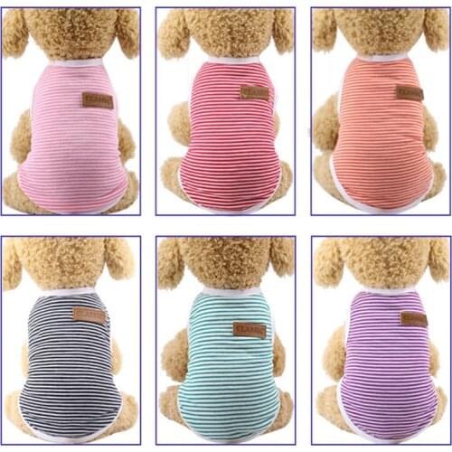 Pet Dog Clothes for Small Dogs Soft Summer Puppy Vest Clothing for Chihuahua Yorkshire Shirt Striped Pet T-shirt Cat Costume 1b0