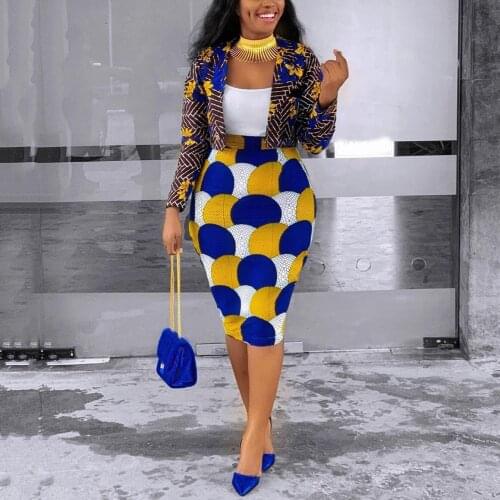2021 Autumn Skirt Sets African Ladies Outwears & Skirts Bodycon Temperament Commute Elegant Fashion Business Work Matching Sets
