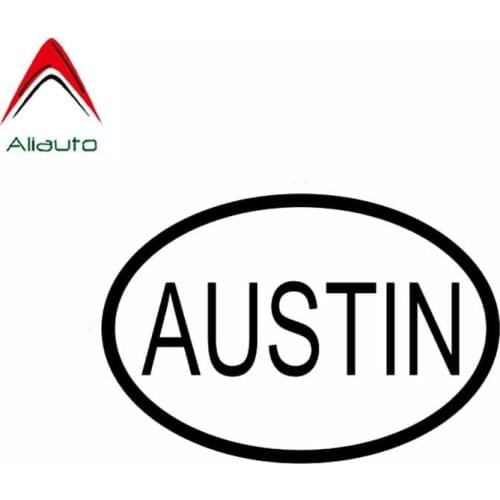 Aliauto Personality Creative Car Sticker Austin City Country Code Oval Vinyl Waterproof Sunscreen DecaL Black/Silver,14cm*9cm