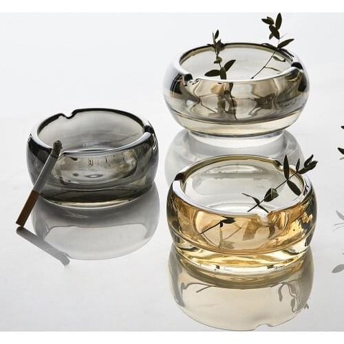 European Crystal Glass Ashtray Living Room Office Coffee Shop Hotel Guest Room Round Ashtray Modern Home Decoration Accessories