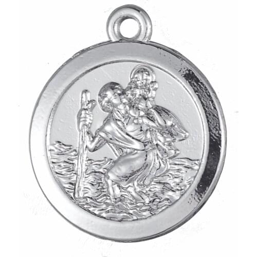 DIY Pendant for Necklace Bracelet Earring Jewelry Making Gold/Sliver Color ST Christopher Protect Us Religious Round Charm 10pcs