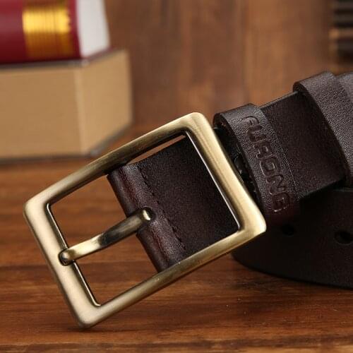 Designer Male Cowhide Belts Luxury Pin Buckle Belts For Jeans Antique Style Full-grain Leather Luxury Genuine Leather Men Belt