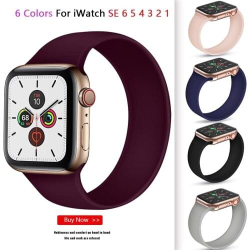 Elastic loop watchband for Apple Watch band 6 SE 5 4 40mm 44mm Solo Silicone bracelet for iWatch bands series 3 38mm 42mm Strap