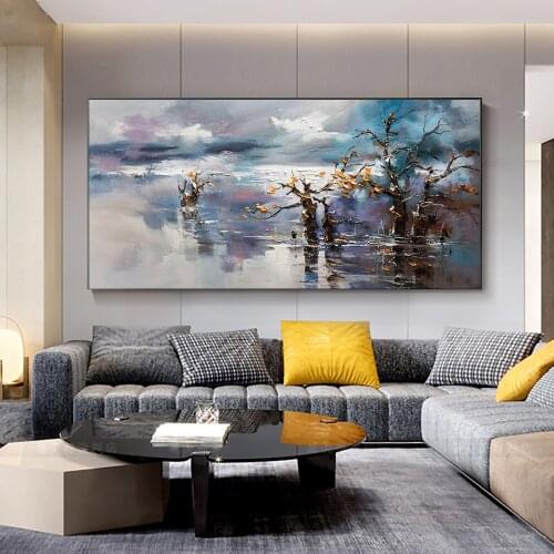 Hand Painted Abstract Landscape Oil Painting On Canvas Unframed Handmade Modern Artwork Decoration For Live Room Home Decor Gift