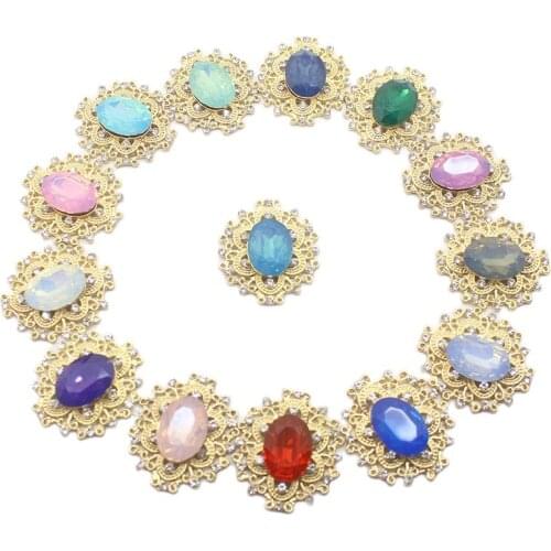 10Pcs Alloy Resin Rhinestone Flat Back Buttons for Handmade Sewing DIY Bowknot Clothing Wedding Party Decoration Accessorie