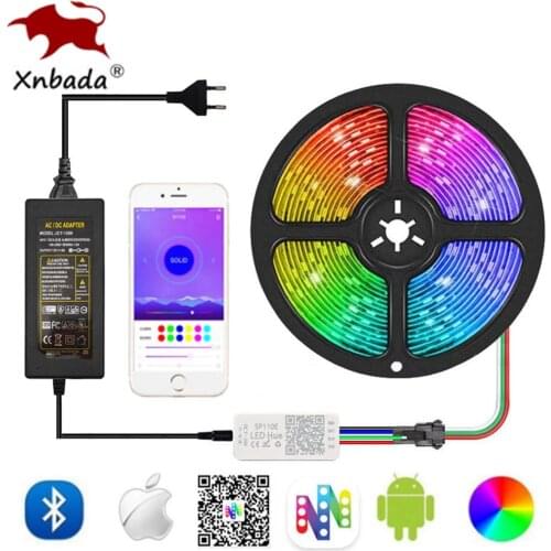 WS2812B RGB Led Strip 30/60/144Pixels/m IndividuaIIy Addressable Light With 5V Power Supply SP110E Bluetooth Controller