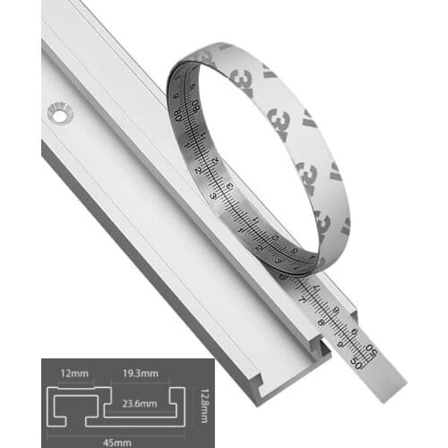 T-tracks Aluminum Slot Miter Track Jig Fixture T Slot Miter Chute and Scale Tape Track Stop Woodworking Tool for Saw Table DIY