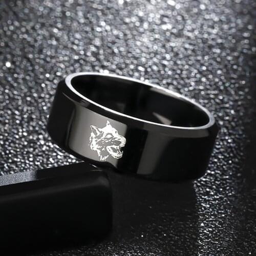 MOREDEAR 8mm Titanium Ring For Men amd Women Wolf Ring