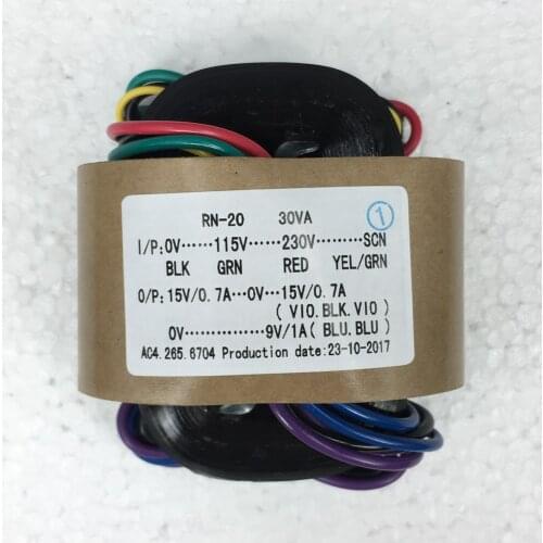 Transformador de corrente R type power transformer 30W dual 15V + single 9V R cattle audio transformer copper wire 115V-230V
