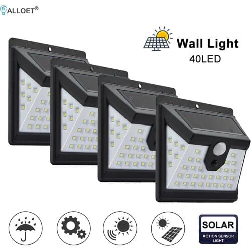 4pcs 40LED Solar Light Outdoor Solar Lamp with Motion Sensor Solar Powered Sunlight Spotlights for Garden Decoration