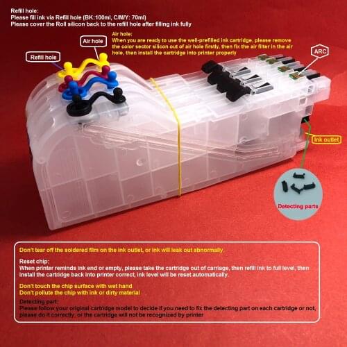 YOTAT Long Refillable ink cartridge LC123 LC121 for Brother MFC-J4410DW/J4510DW/J4610DW /J4710DW/J470DW/J6920DW/ J870DW/J245 etc