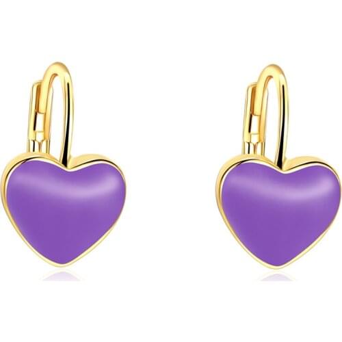 ZEMIOR Heart Purple Color Stud Earrings For Women Romantic Wedding Simple Earring Fashion Jewelry Gift Give Girlfriend Recommend