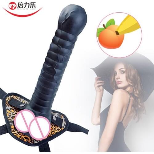 10.6Inch Wearable Huge Dildo Strap On Dildo Clitoris Stimulator Adjustable Panties Penis Leopard Print Sex Toy For Women Lesbian