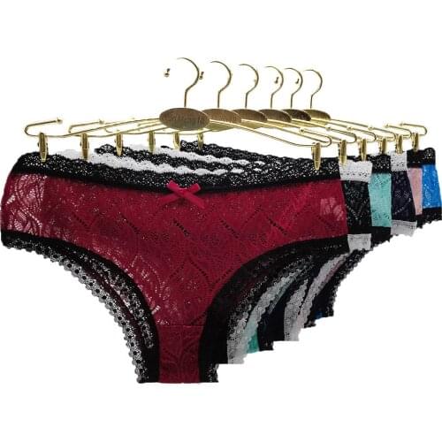 12pcs Lot Wholesale Women Underwear Sexy Lingerie Transparent Lace Lady Brief Panties Mix Colors Low Waist Triangle Intimates