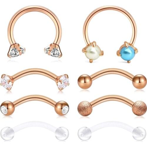 16 Gauge 10mm Eyebrow Ring Stainless Steel Rook Daith Earrings Curved Barbell Body Piercing Jewelry