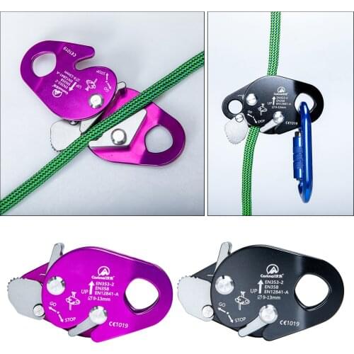 22KN Climbing Arborist Rope Grab Outdoor Exploring Adjuster Protection Gear for 9-13mm Rope Rappelling Belay Lanyard