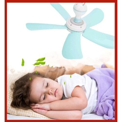220V Blue 8W Silent Plastic Energy Saving Mini Ceiling Fan 5 Turn Page fan Hanging Soft Wind Household