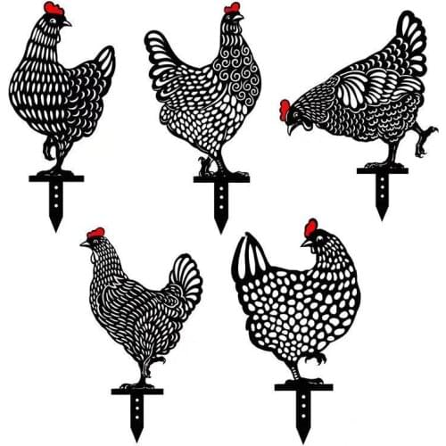 25CM Chicken Decorations Hollow Acrylic Farm Animal Hen Stakes Ornaments For Easter Home Outdoor Yard Garden Lawn Floor Decor