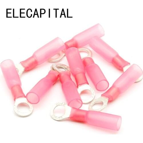 50pcs RV1-5 Red Ring Insulated Wire Connector Electrical Crimp Terminal Cable Connector waterproof Thermal shrinkable terminal